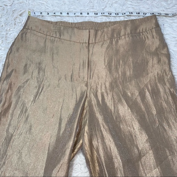 New! Chico’s Travelers Welt Pocket Pant Gold Shimmer Relaxed Straight Leg 2.5R - Picture 12 of 12